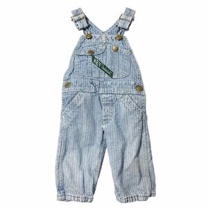 Vintage Key Imperial Baby Overalls 12M Blue Herringbone Denim Distressed USA